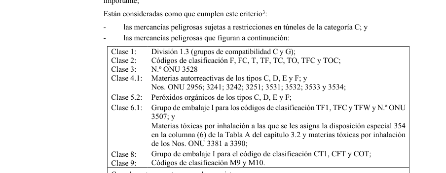 Tabla del texto oficial (pág. 91)